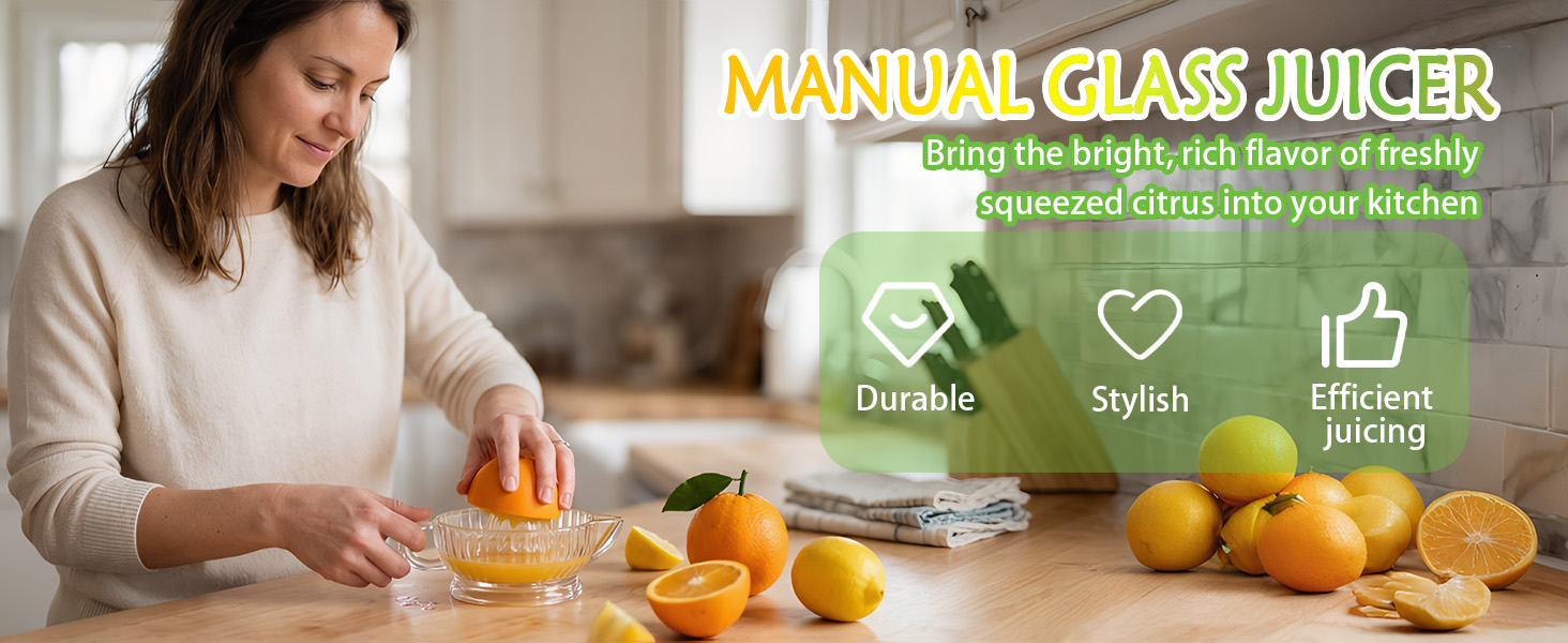 Manual Glass Lemon Squeezer Citrus Juicer Reamer