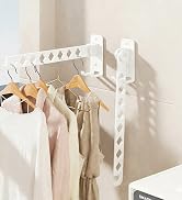 Petalux Wall Mounted Clothes Drying Rack, Wall Clothes Hanger Foldable, Laundry Hanger Hook for B...