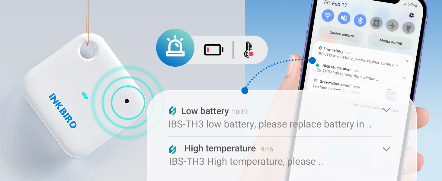 low battery and high temperature alarm