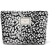 Etercycle Leopard Print Makeup Bag for Women, Large Capacity Canvas Makeup Bags Cosmetic Bag Trav...