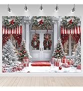 Mocsicka Winter Christmas Backdrop Snowflake Red Christmas Santa Shop Background Christmas Tree G...