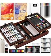 VigorFun Art Supplies, Deluxe Wooden Art Set Crafts Drawing Painting Kit with 2 Sketch Pads, Oil ...