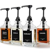 GMISUN Coffee Syrup Dispenser, 16.9 fl oz Syrup Pump Dispenser for Coffee Bar Accessories, Square...