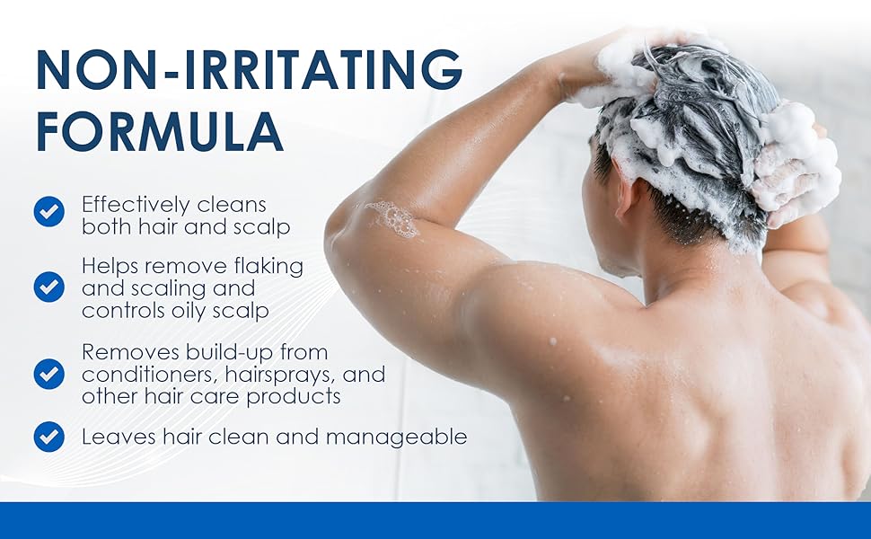 Vanicream shampoo cleans hair, gentle fomula, controls oily scalp and removes build up.