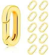 10PCS Brass Plating 18k Gold Small Oval Jewelry Clasps, Lobster Spring Clasp Shortener Clip Carab...