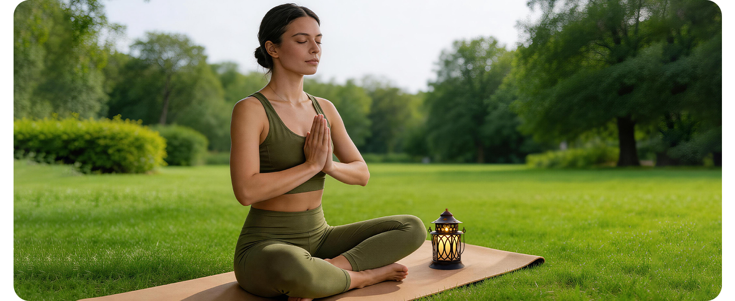 Woman in sports attire sitting outdoors on grass with water bottle beside her