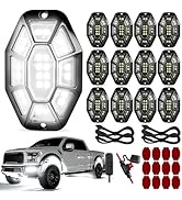 12 Pods 324 LED 9 Sides Pure White Rock Lights Kit with Switch Wiring Harness, 6500K 5050 SMD LED...