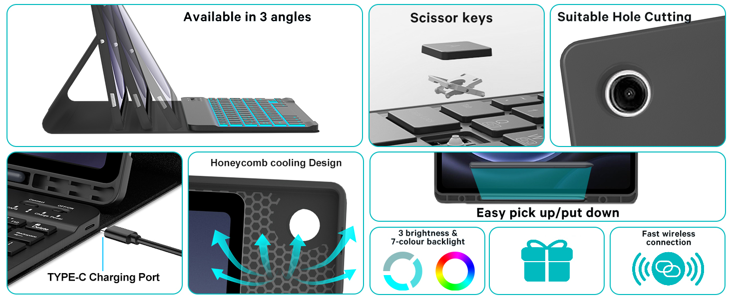 galaxy a9 plus case with keyboard,samsung galaxy a9 plus tablet case with keyboard 5G 2023