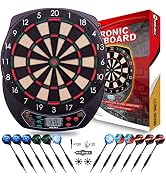 WIN.MAX Electronic Dart Board Soft Tip Dartboard Set LCD Display with 12 Darts 100 Tips Power Ada...