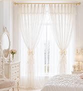 VIS'V Curtain Tiebacks, French Silky Bow Curtain Holdbacks, Beige, 2 Pcs