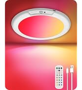 Motion Sensor Rechargeable Shower Light for Inside Shower with Remote, RGBW Battery Operated Ceil...
