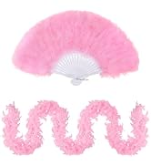 Haakong 2 Pieces Costume Accessories for Women Feather Boa with Feather Fan for Carnival Hallowee...