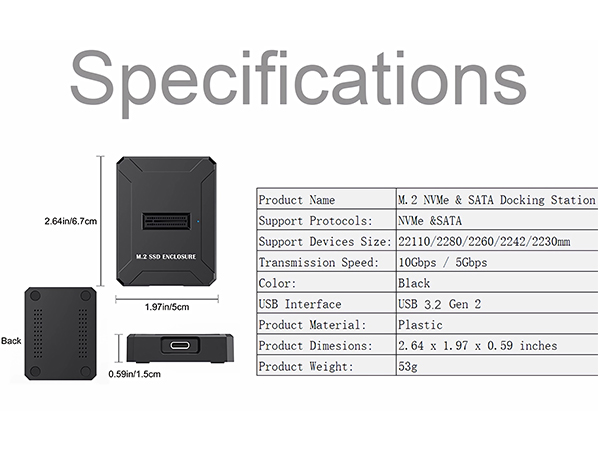 M2 to USB adapter ideal for users who frequently switch between M.2 SSDs