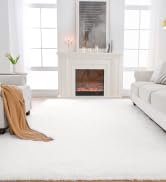 7x10 Area Rugs for Living Room: White Area Rug 7 x 10 Carpets for Living Room - Shag Area Rug Mod...