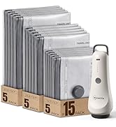 Monalife Travel Vacuum Bags with Rechargeable Electric Air Pump–15 Pack Space Saver Compression B...