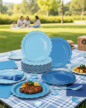 Gradient Disposable Plates Napkins Forks Tableware
