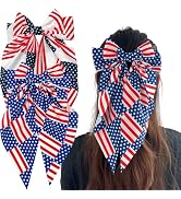 4th of July Hair Bows for Women Oversized Bow Hair Clips Big Ribbonail Long Tail Flat Hair Clips ...