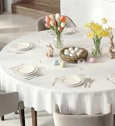 Auros Plastic Table Cloth 10 Pack, 84'' Round Disposable Table Cloths for Party, Picnic and Weddi...