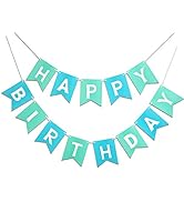 Mint Blue Happy Birthday Banner Signs Boy Birthday Party Supplies for Boy Birthday Party Decorati...