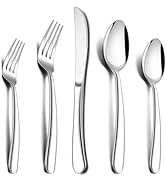 Herogo Heavy Duty Stainless Steel Silverware Set, 60-Piece Fancy Flatware Cutlery Set for 12, Mod...
