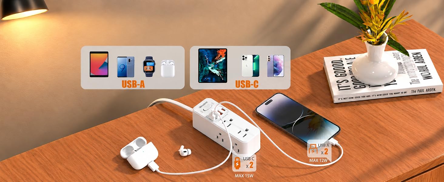 2 prong outlet adapter with usb ports