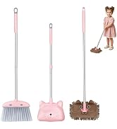 Bluocean Mini Broom with Dustpan & Mop for Kids, 28-Inch Small Broom, Toddler Household Helper, P...