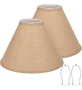 Burlap Empire Lamp Shades Set of 2, 6" Top x 16" Bottom x 10.8" High, Brown Lamp Shades for Table...