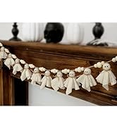 Bunny Chorus Halloween Garland, 7Ft Cute Ghosts Wooden Halloween Banner, Handmade Rustic Hallowee...