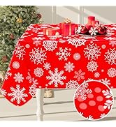Smiry Christmas Rectangle Table Cloth, Waterproof Vinyl Tablecloth with Flannel Backing, Wipeable...