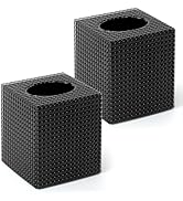 2 Pack Black Tissue Box Cover, Square Modern Facial Acrylic Tissue Holder, Decorative Cube Napkin...
