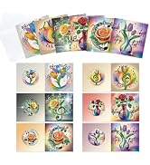 Tontut 6pcs Diamond Painting Kit Greeting Card, Note Flower 5D DIY Diamond Handmade Holiday Greet...