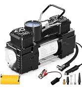 MESHUBA Dual Cylinder Tire Inflator Air Compressor, 150 PSI 12V DC Portable Air Pump Car Accessor...