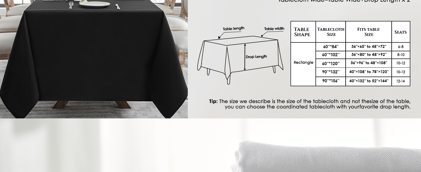 VidaFete rectangle tablecloth black tablecloth
