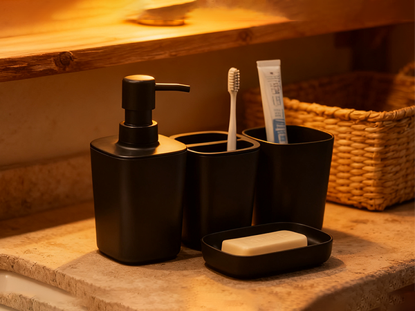 Black Bathroom Accessories Set