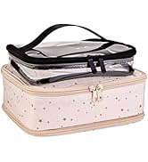 JJ Power Makeup Bags Travel Cosmetic Cases Make up Organizer with Toiletry Bags (Cream Stars)