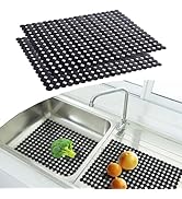 Kitchen Sink Mat Non-Slip Sink Protector,2 Pcs Adjustable Stainless Steel/Ceramic Sinks Protect M...