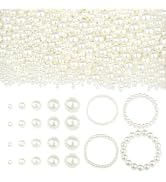 NUKAYAI 1500Pcs Pearl Beads 5 Size White Pearl Beads for Jewelry Making Crafting Charm Cute Acryl...