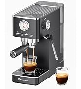 Maestri House Espresso Machines 20 Bar ULKA Pump, Compact Espresso Maker Built-in Flow Meter Stea...