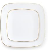 R-kay Gold Plastic Plates For Party - 40 Pack - 20 Square Plastic Plates 10.25 Inch And 20 Small ...