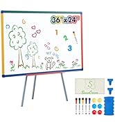 Magnetic Whiteboard Easel for Classroom 36x24 in, White Board with Stand | Portable Dry Erase Eas...