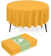 misaya 4 Packs Disposable Plastic Table Cloth, 84" Round Waterproof Tablecloth, Leakproof & Sturd...