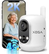 Xega 4G LTE Cellular Security Camera Indoor Wireless, 2K No WiFi Camera for Baby/Pet/Elderly with...