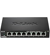D-Link Fast Ethernet Switch, 8 Port Unmanaged Metal Fanless Desktop Network Internet (DES-108), B...