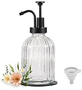 SheeChung Clear Glass Soap Dispenser, 12 Oz Liquid Hand Soap Dispenser with Pump, Refillable Loti...