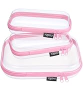 YQBRAO 3 Pack Hard Sided Clear Zipper Case for Storage- Thickened-Grade Clear Hard Shell Zipper C...
