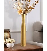 MZYOUHUO Tall Gold Vase, 16.5 Inch Skinny Flower Vases, Handmade Ceramic Vase Modern Minimalist S...