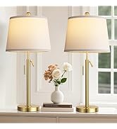 PARTPHONER Bedside Lamps Set of 2, Tall Table Lamps for Living Room, Height Adjustable Nightstand...