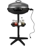 I-Keukenn Indoor & Outdoor Electric Grill, Portable BBQ with Non-Stick Baking Pan, 1500W Power & ...
