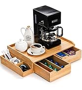 SOUJOY Bamboo Drawer Organizer for Coffee Pod, K Cup Organizer for Counter, Tea Bag Storage Organ...