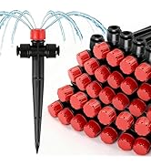Copadri 20 Pack Quick Connect Two-Way Drip Emitters with Stake for 1/4" Irrigation Tubing, Adjust...